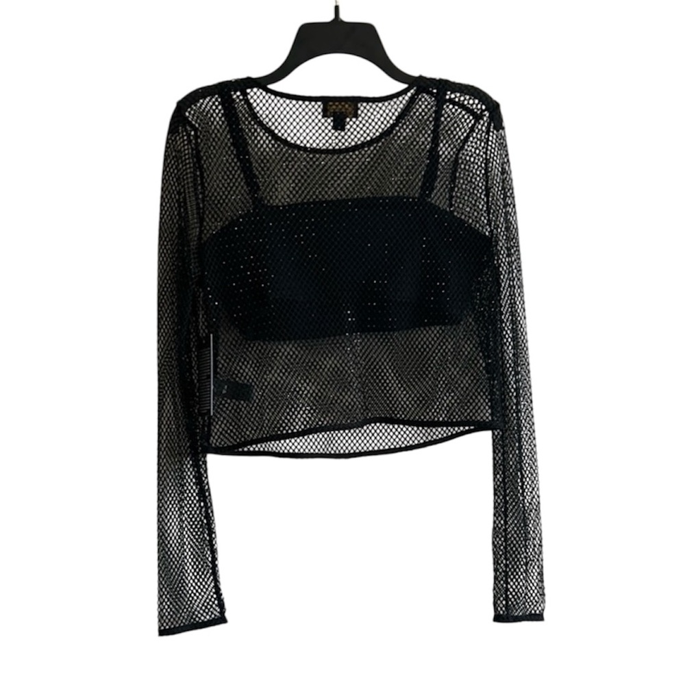 BOLD elements Black Mesh Crop Top - image 2